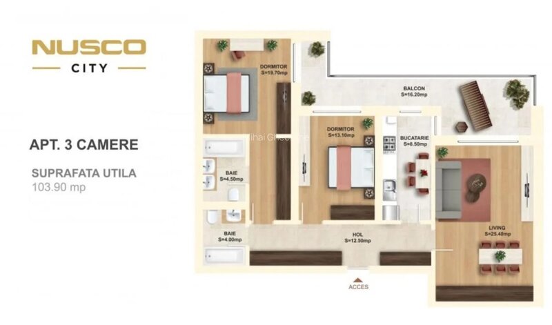 Nusco 2024 Aviatiei, Tot Nou 3 camere 103mp, 2 Bai, Centrala, Parcare